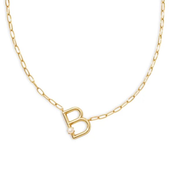 Kendra Scott Jewelry - NWT - Kendra Scott Cultured Freshwater Pearl Initial Pendant Necklace 19"